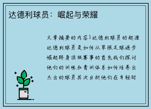 达德利球员：崛起与荣耀