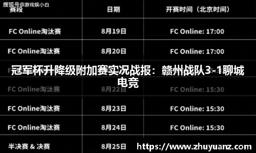 冠军杯升降级附加赛实况战报：赣州战队3-1聊城电竞